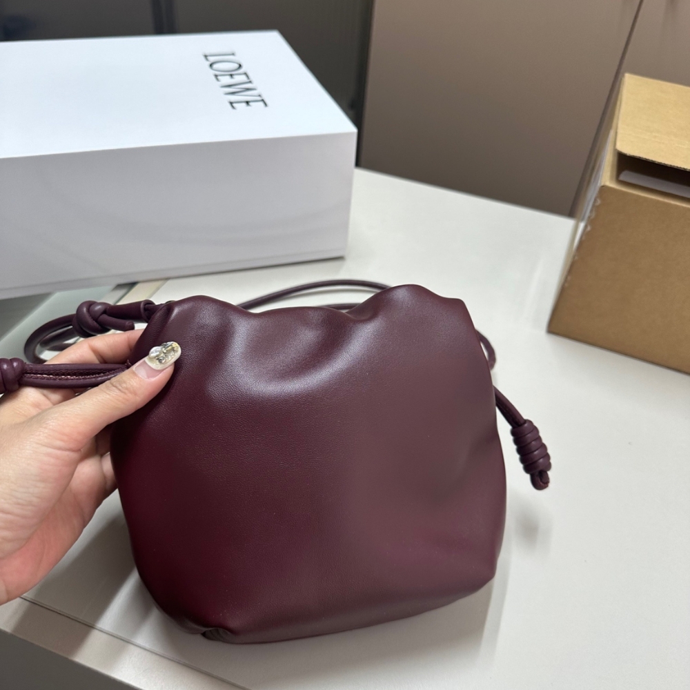 LOEWE MINI FLAMENCO PURSE IN MELLOW NAPPA DARK BURGUNDY 23CM A914CBPX03 7240 - Image 6
