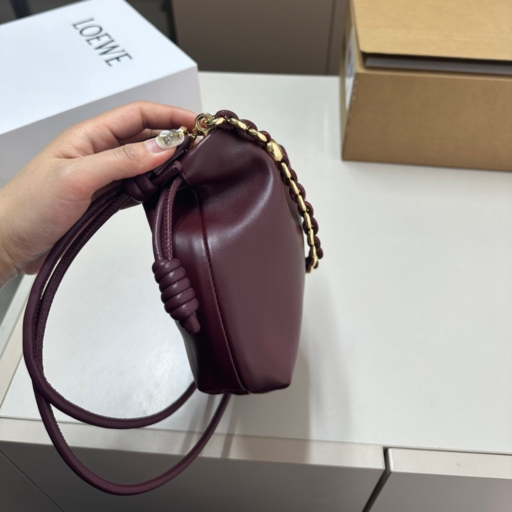 LOEWE MINI FLAMENCO PURSE IN MELLOW NAPPA DARK BURGUNDY 23CM A914CBPX03 7240 - Image 4