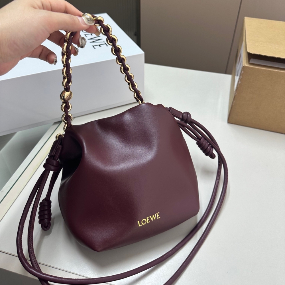 LOEWE MINI FLAMENCO PURSE IN MELLOW NAPPA DARK BURGUNDY 23CM A914CBPX03 7240 - Image 3