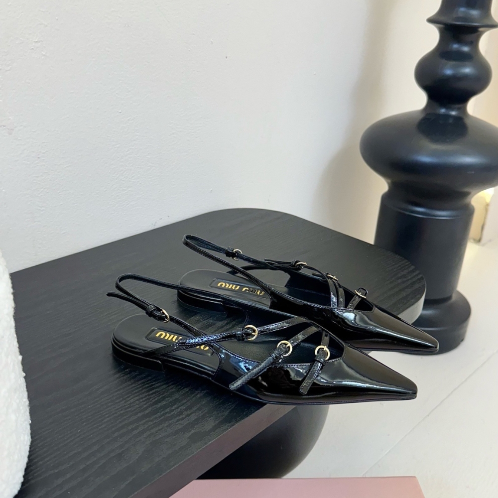 Alternative view of MIUMIU LEATHER SLINGBACK BALLERINAS WITH BUCKLES BLACK 5F476E 055 F0002 F 010