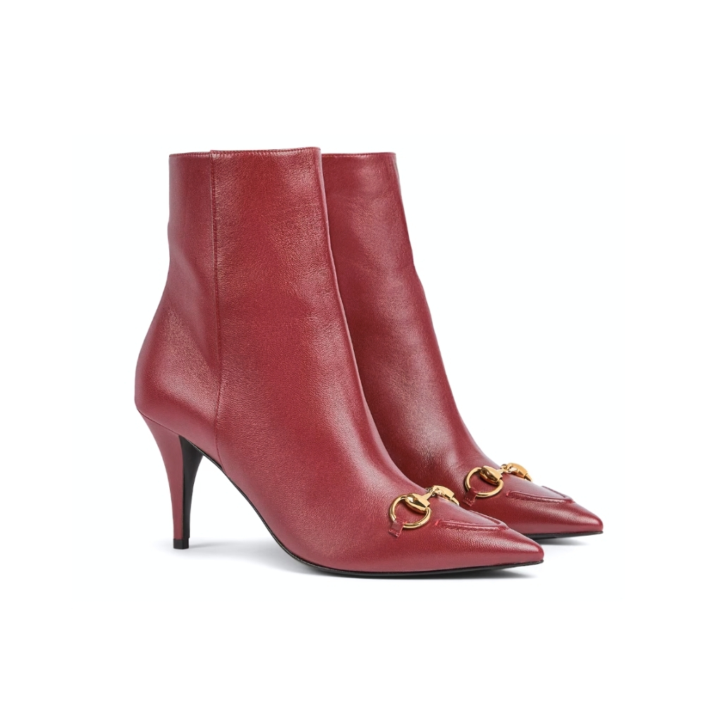 GUCCI WOMEN ANKLE BOOT WITH HORSEBIT ROSSO ANCORA RED 835741 BKO00 6207