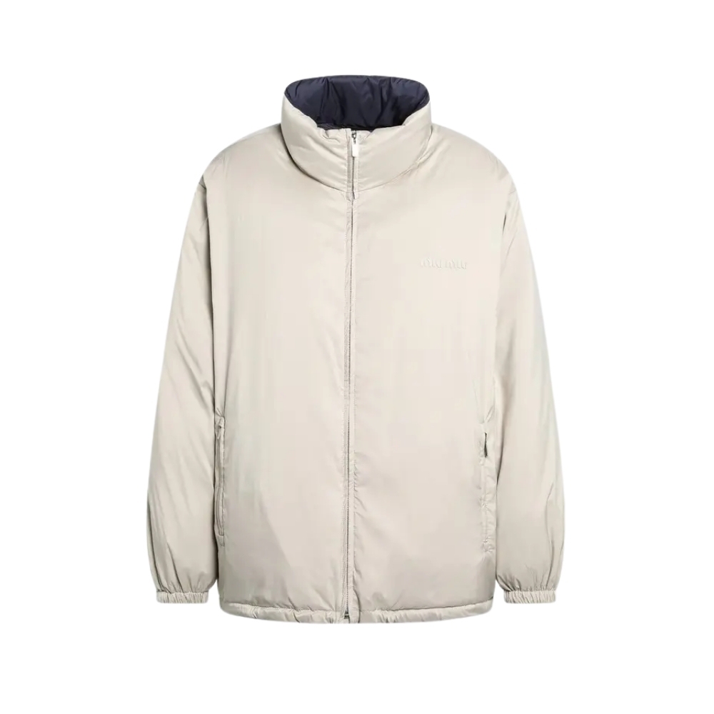 MIUMIU HIGH NECK REVERSIBLE PUFFER JACKET BEIGE