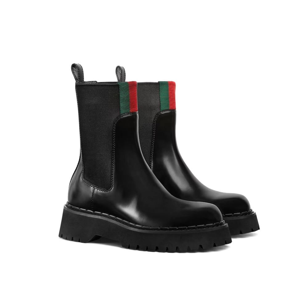 GUCCI CHELSEA BOOT BLACK LEATHER 806398 AAD6T 1052