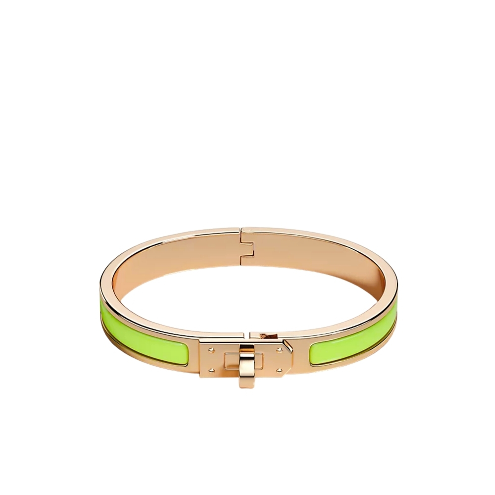 HERMES MINI CLIC KELLY BRACELET GREEN AND ROSE GOLD H200004FO4SPM