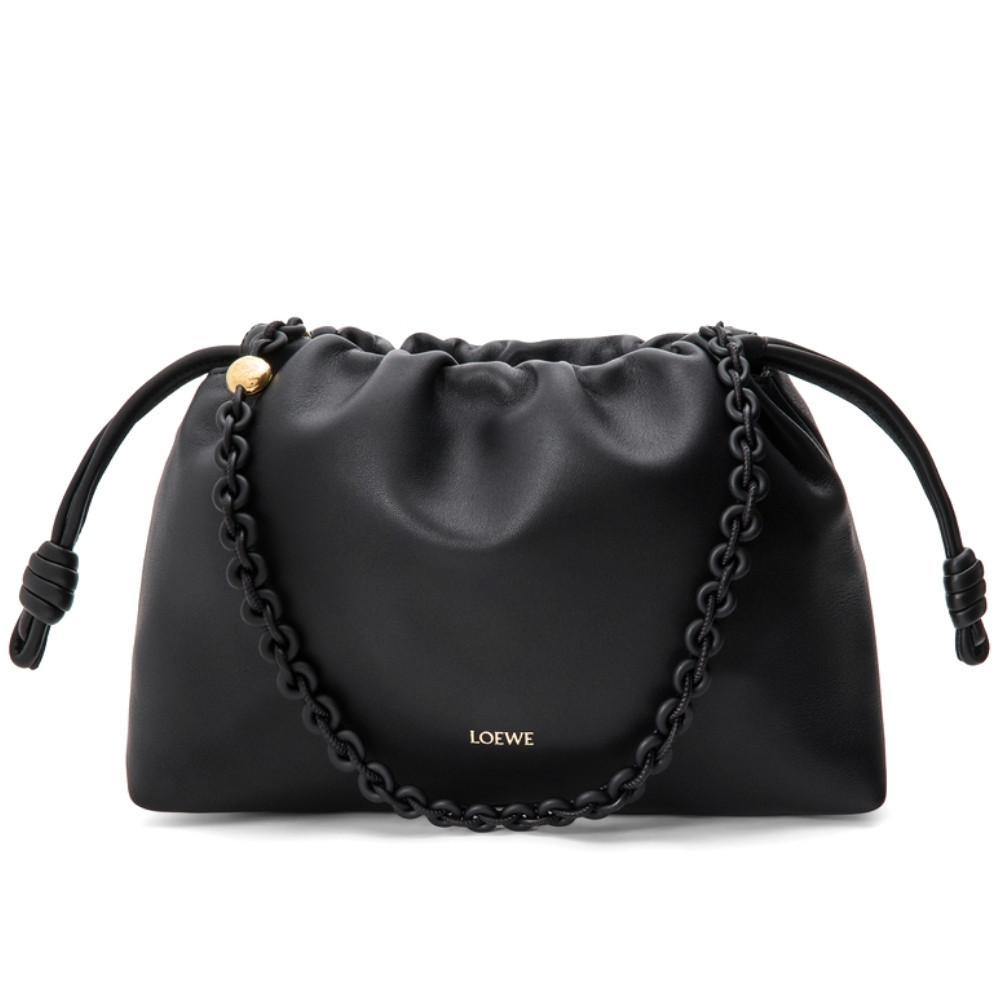 LOEWE MEDIUM FLAMENCO PURSE IN MELLOW NAPPA BLACK 30CM A411FCRX84 1100
