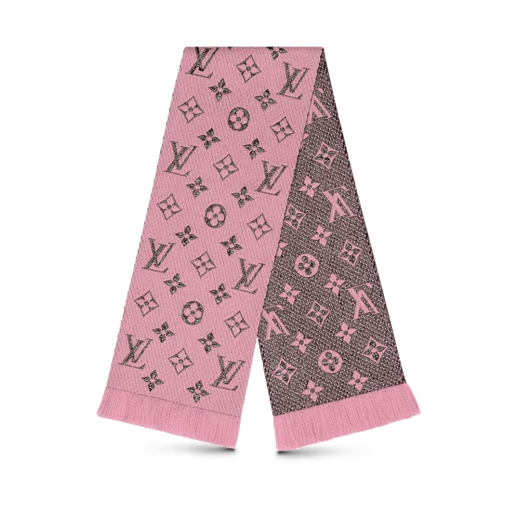 LOUIS VUITTON LOGOMANIA SHINE SCARF ROSE BALLERINE 180CM M70466