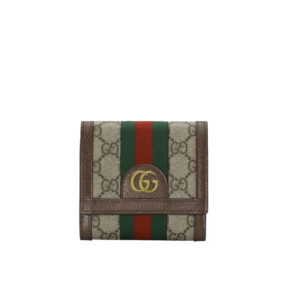 GUCCI OPHIDIA CARD CASE WALLET BROWN SUPREME 12CM ‎598662 96IWG 8745