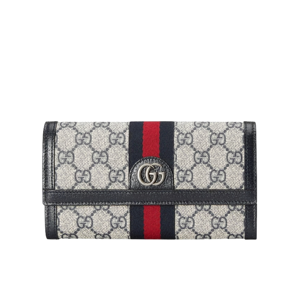 GUCCI OPHIDIA CONTINENTAL WALLET BLACK GG SUPREME 19CM 523153 96IWN 4076