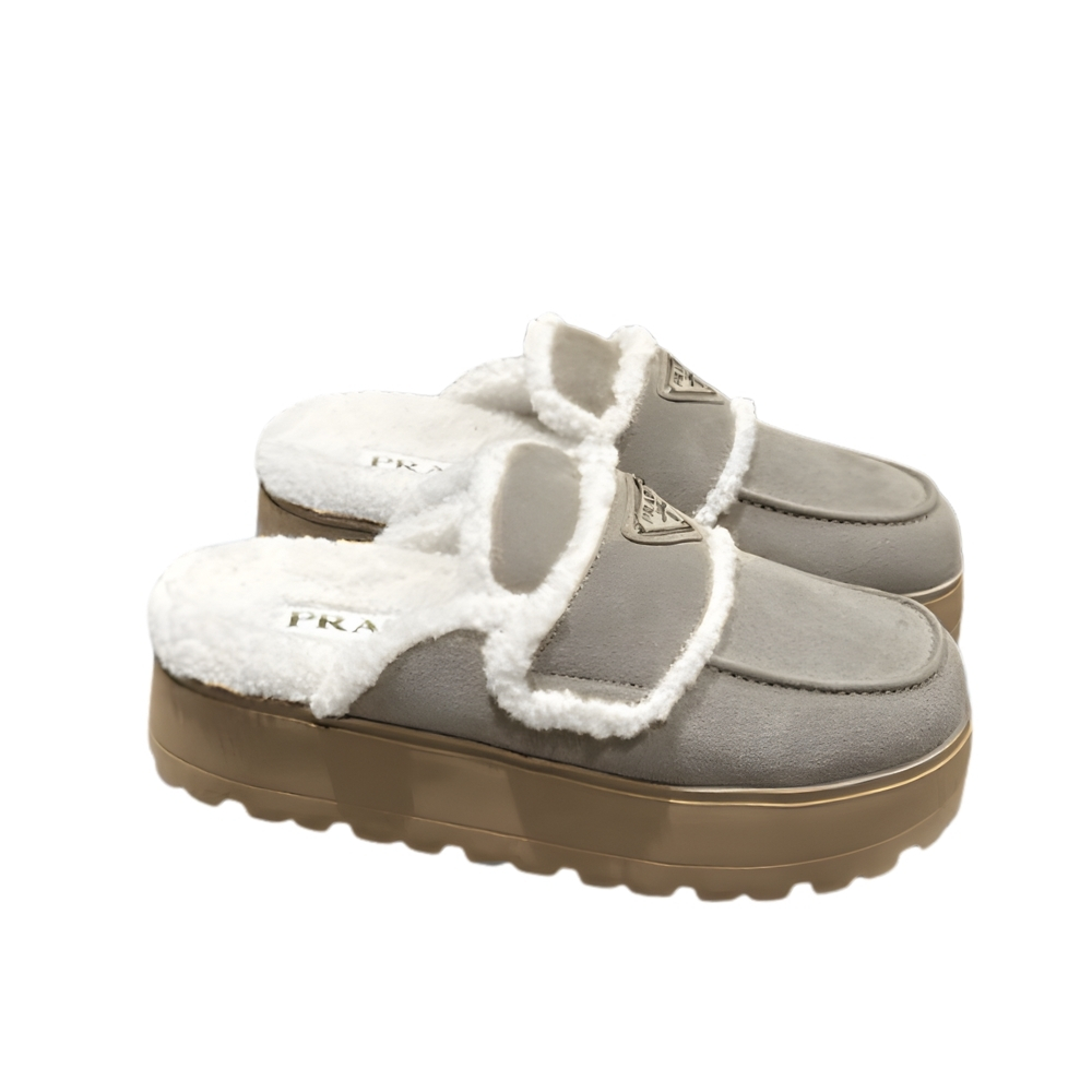 PRADA SUEDE AND SHEARLING SLIPPERS BEIGE 1S711M X0O F0379 F ZG20