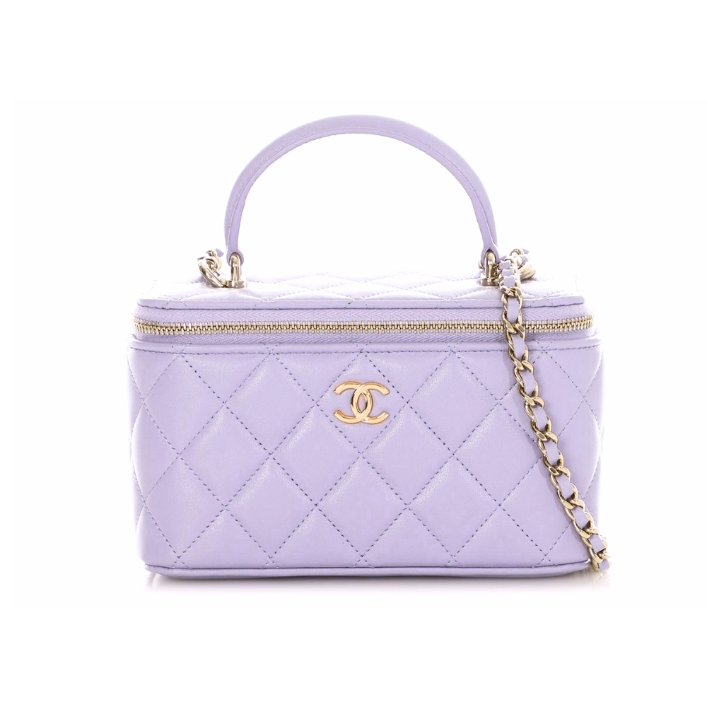 CHANEL MATELASSE VANITY PURPLE GOLD HARDWARE 18CM