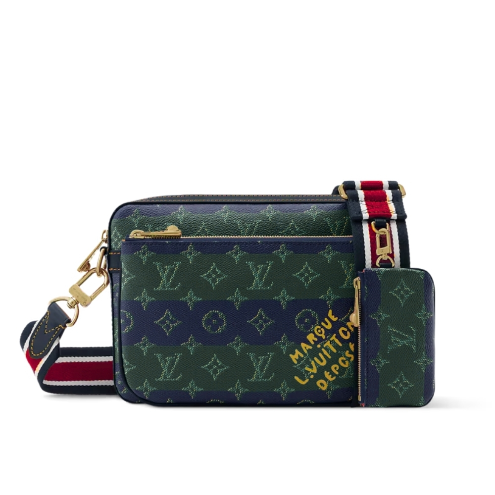 LOUIS VUITTON TRIO MESSENGER BLUE STRIPES 25CM M26026