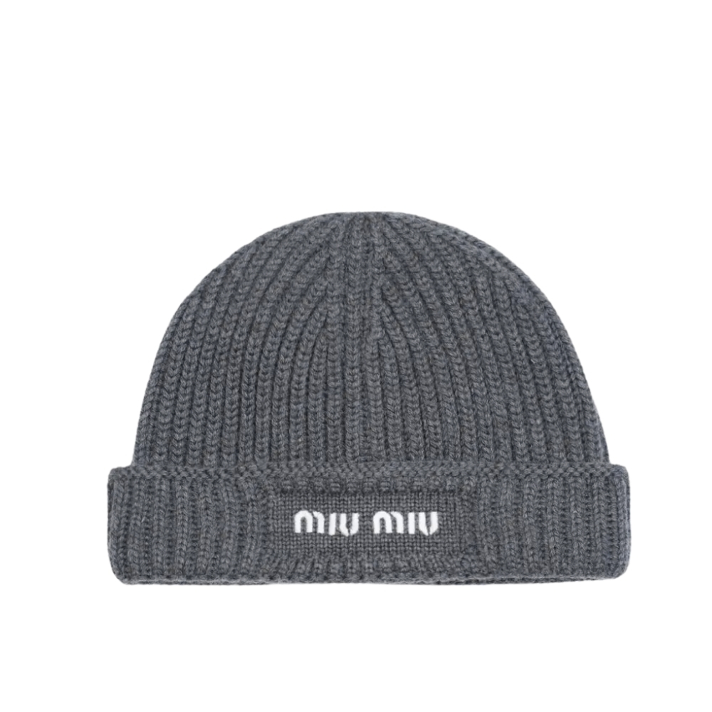MIUMIU WOOL BEANIE GREY 5HC375 2CSF F0I13