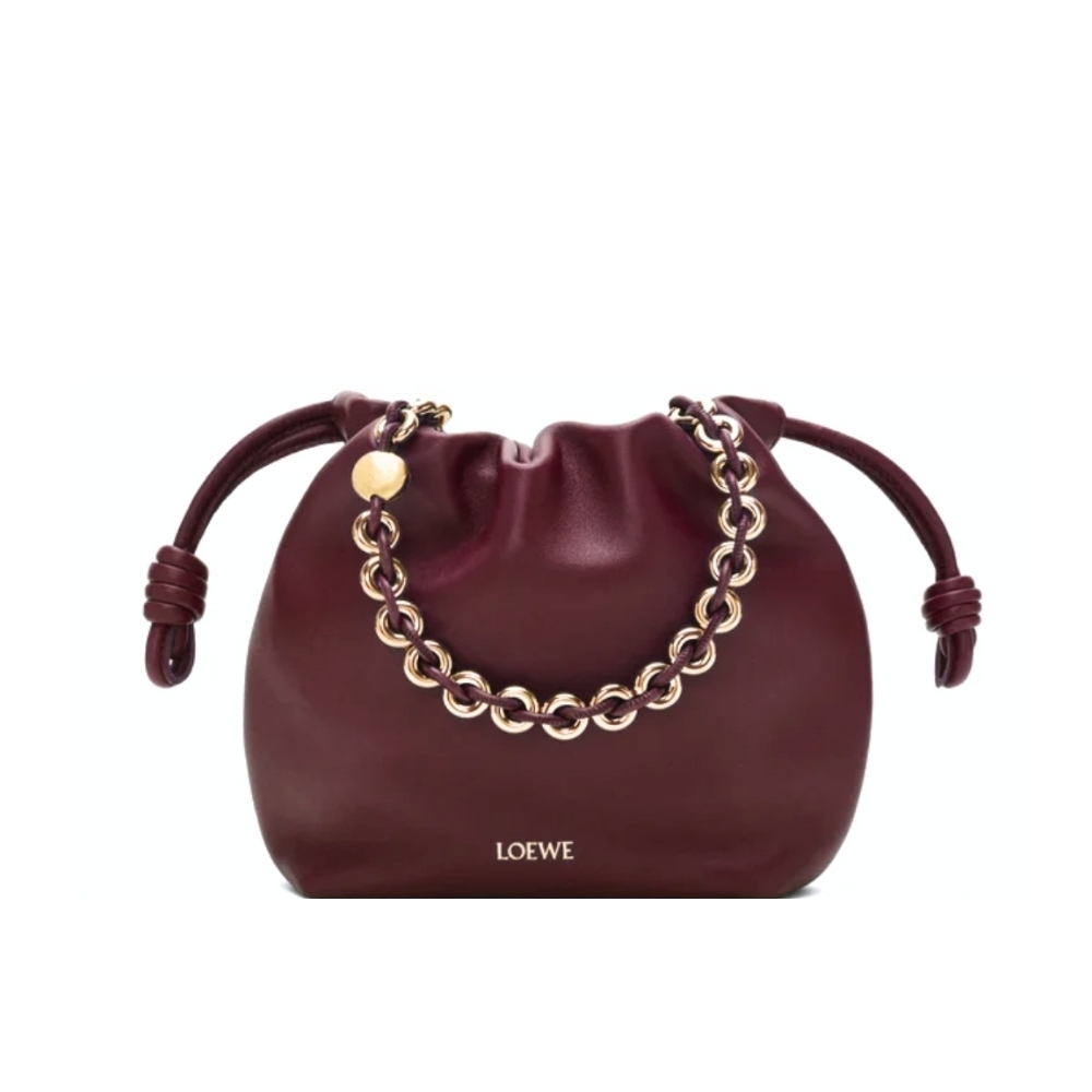 LOEWE MINI FLAMENCO PURSE IN MELLOW NAPPA DARK BURGUNDY 23CM A914CBPX03 7240