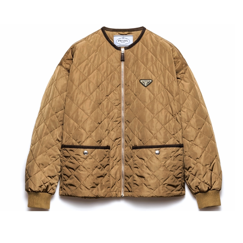 PRADA QUILTED LIGHTWEIGHT RE NYLON JACKET CORK BEIGE 292167 1WQ9 F0594 S OOO