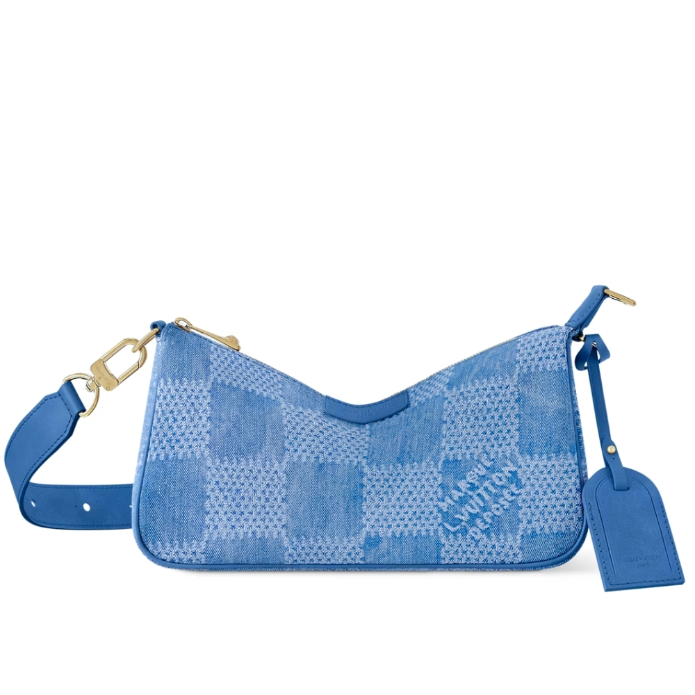 LOUIS VUITTON POCHETTE ACCESSORIES XL DAMIER DENIM BLUE 28CM N00204