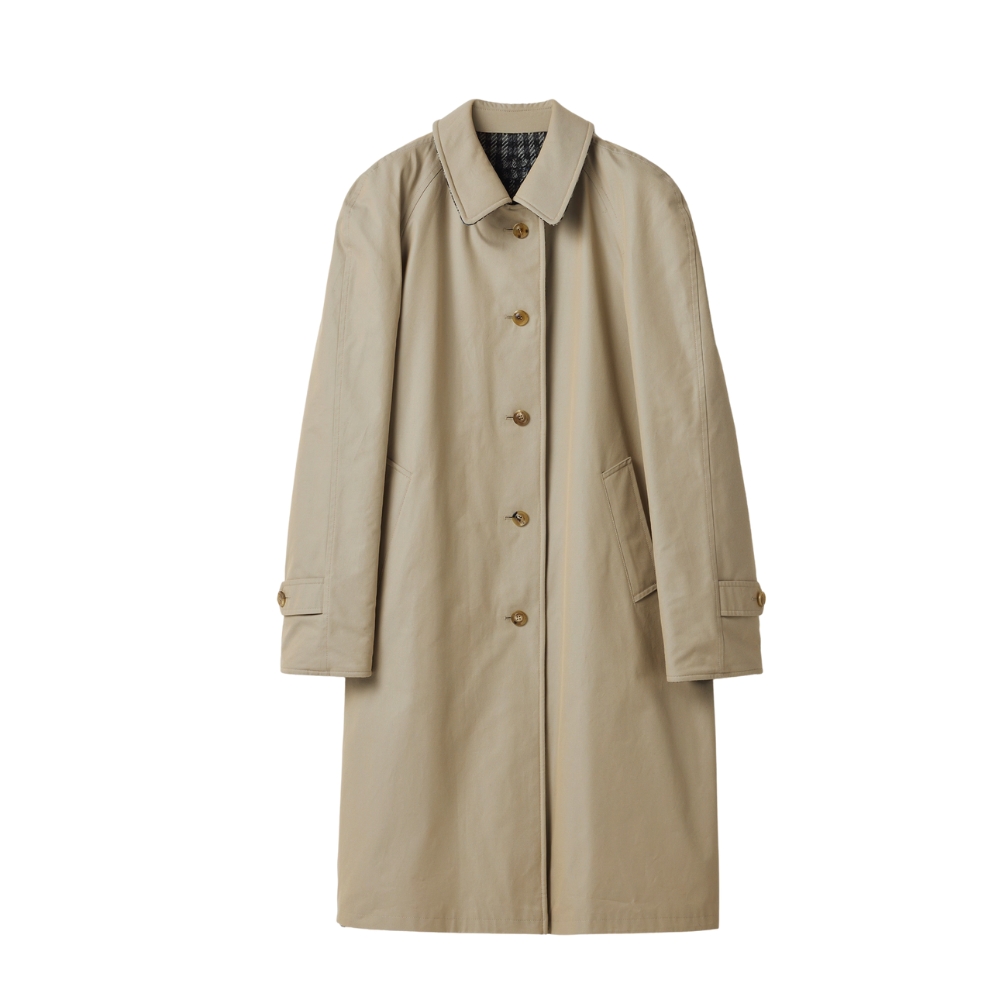 MIUMIU REVERSIBLE TWILL AND CHECK TRENCH COAT LIMESTONE AND SLATE GRAY MS2131 1798 F04U0 S OOO