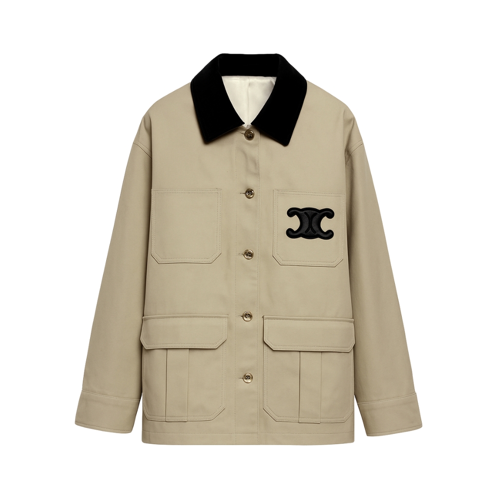 CELINE CORDUROY LAPEL JACKET BEIGE