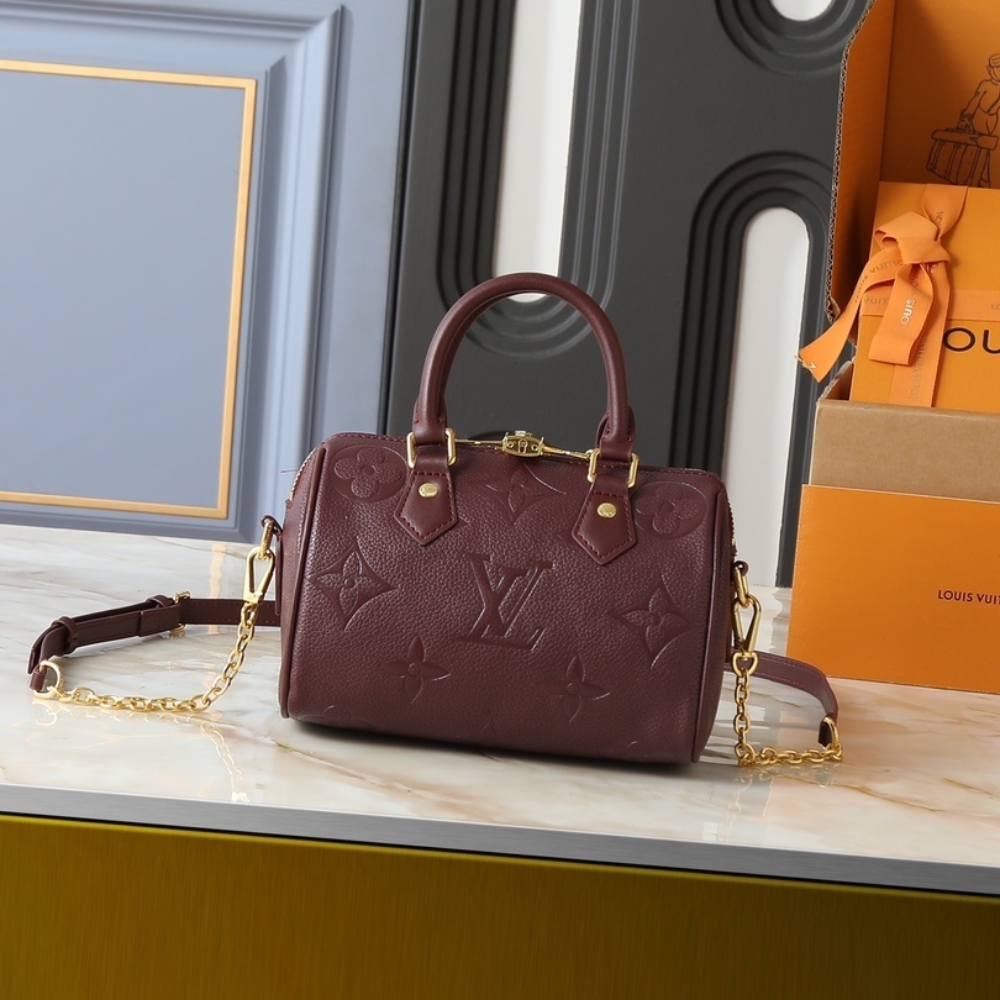 Alternative view of LOUIS VUITTON SPEEDY BANDOULIERE 20 MONOGRAM EMPREINTE GRENAT RED 20CM M25929