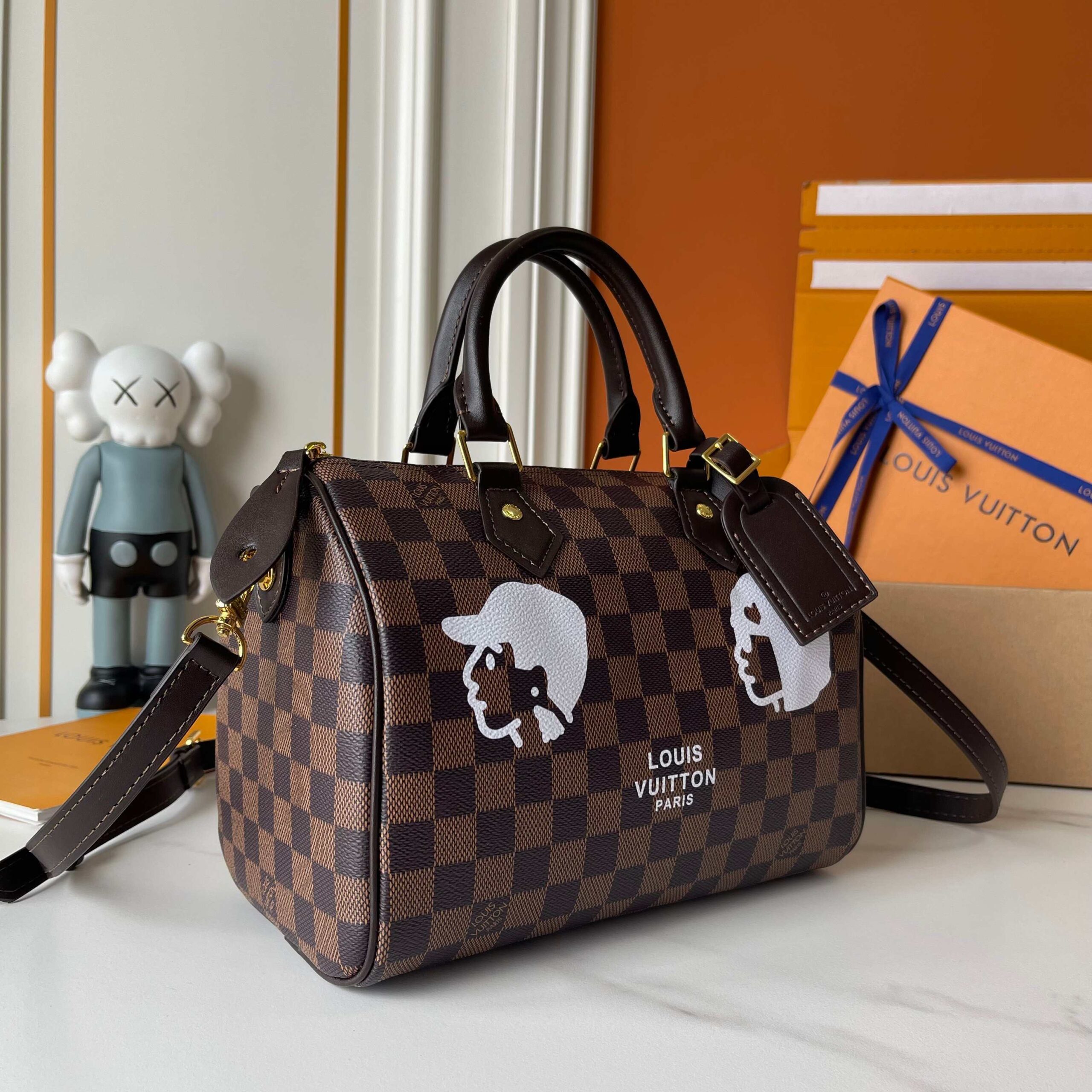 LOUIS VUITTON SPEEDY 25 BANDOULIÈRE DAMIER EBENE CANVAS BROWN 25CM N40772 - Image 3