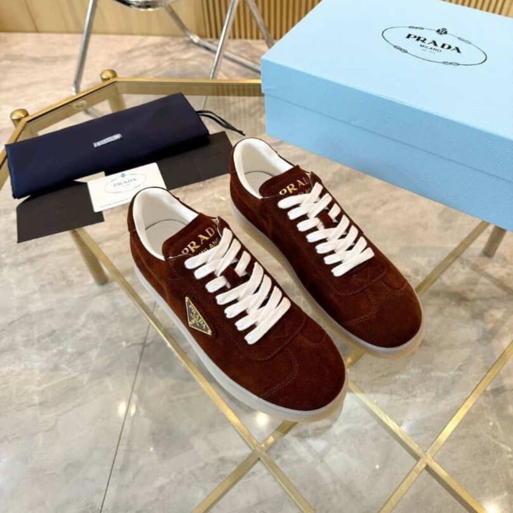 Alternative view of PRADA DOWNTOWN RE NYLON AND SUEDE SNEAKERS DARK BROWN 2EE364 D7R F0007 F D002