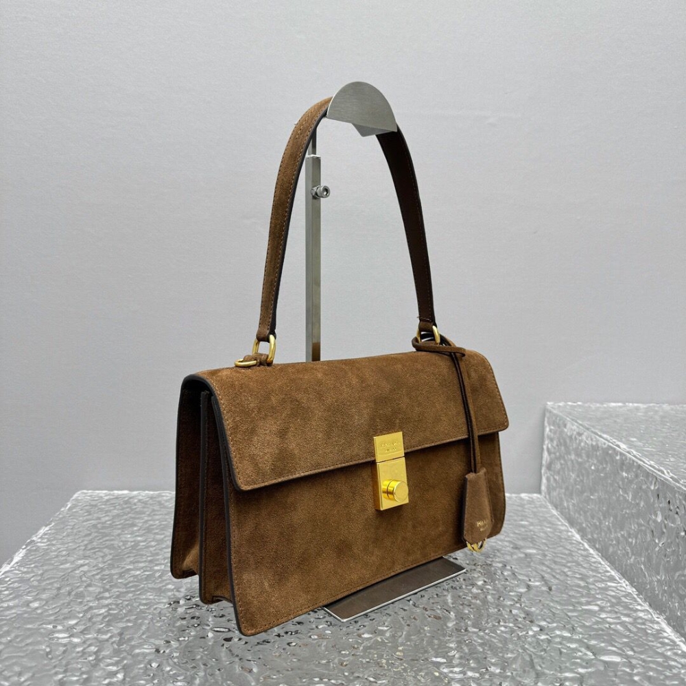 Alternative view of [SUPER VIP 1:1] PRADA SOFT SOUND MEDIUM SUEDE SHOULDER BAG BROWN 28CM BN023 2C4S F0324 V TOO