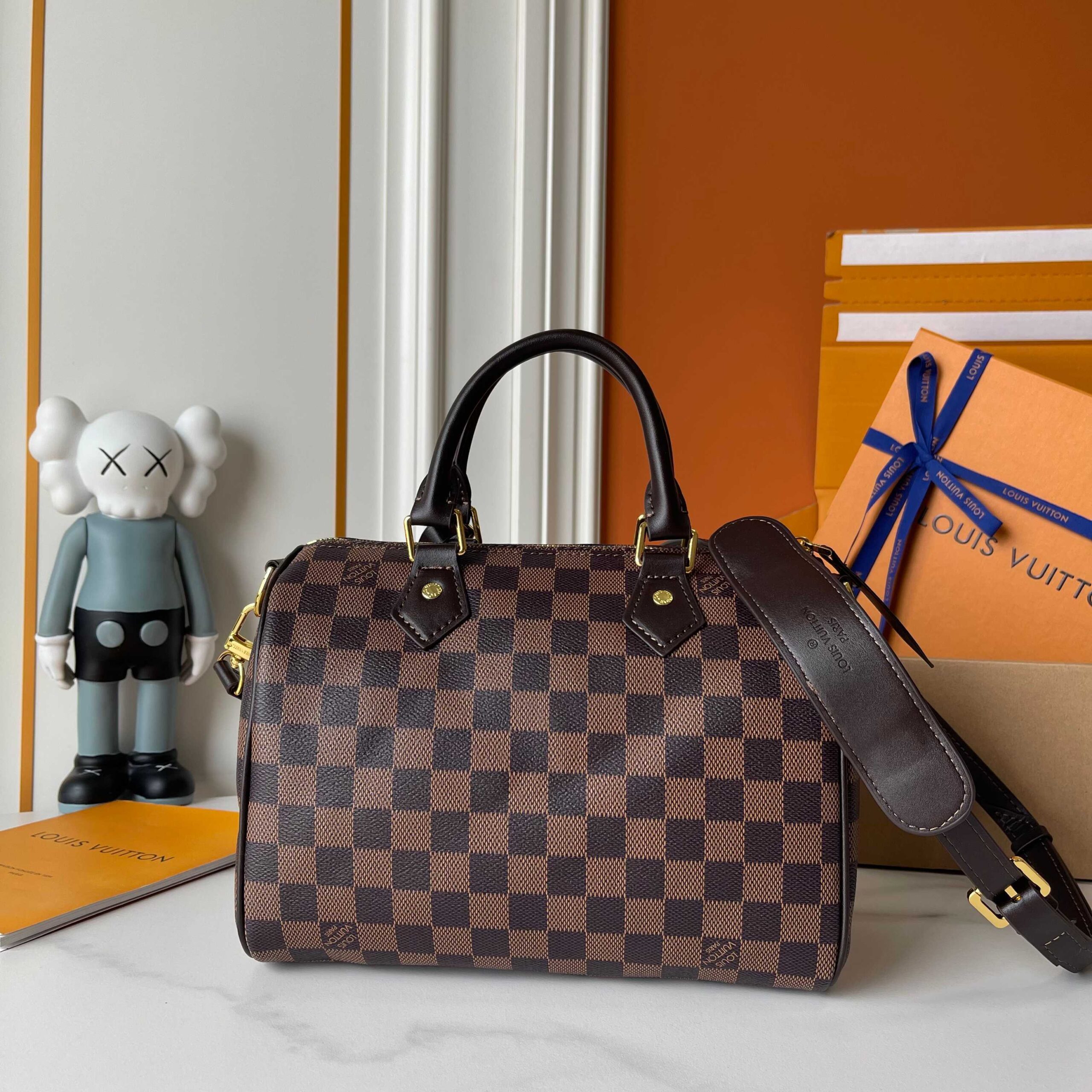 LOUIS VUITTON SPEEDY 25 BANDOULIÈRE DAMIER EBENE CANVAS BROWN 25CM N40772 - Image 5