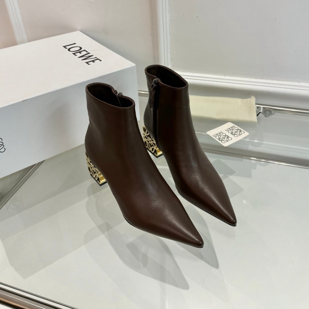 Alternative view of LOEWE ANAGRAM LEATHER ANKLE BOOTS BROWN