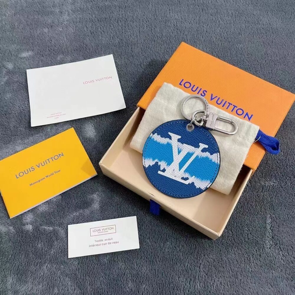 Alternative view of LOUIS VUITTON MONOGRAM ESCALE BAG CHARM KEY HOLDER BLUE AND WHITE 13CM M69272