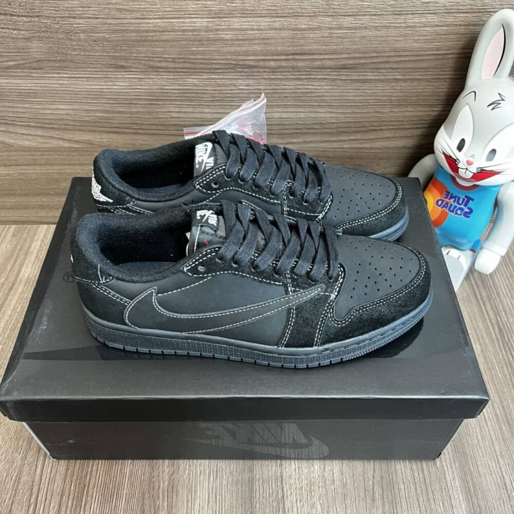 Alternative view of NIKE AIR JORDAN 1 MEN'S RETRO LOW TRAVIS SCOTT BLACK PHANTOM DM7866 001