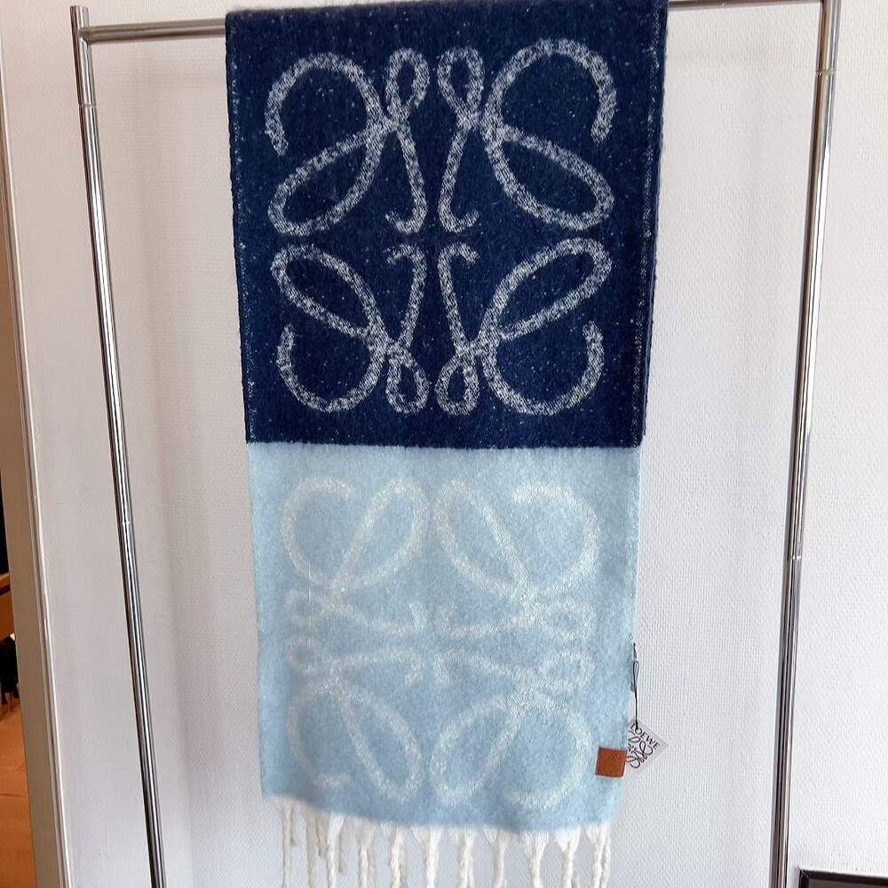Alternative view of LOEWE ANAGRAM SCARF IN WOOL LIGHT BLUE F811257X79 5140