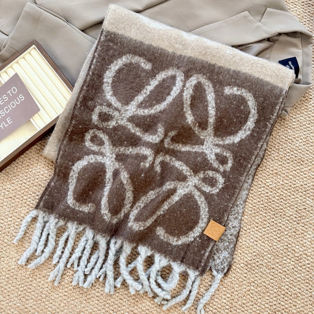 Alternative view of LOEWE ANAGRAM SCARF IN WOOL BROWN NUT F811257X79 3290