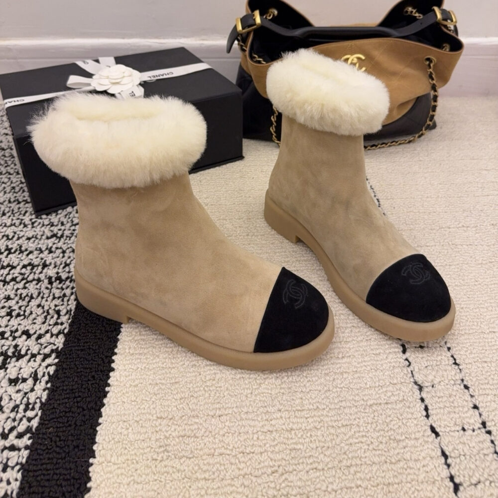 Alternative view of CHANEL SUEDE ANKLE BOOTS BEIGE G45941 B17918 NZ091