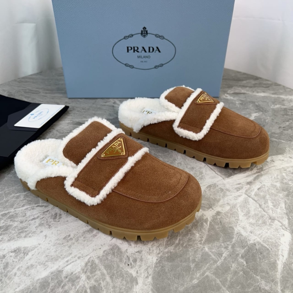 Alternative view of PRADA SUEDE AND SHEARLING SLIPPERS CINNAMON 1S711M X0O F0401 F ZG20