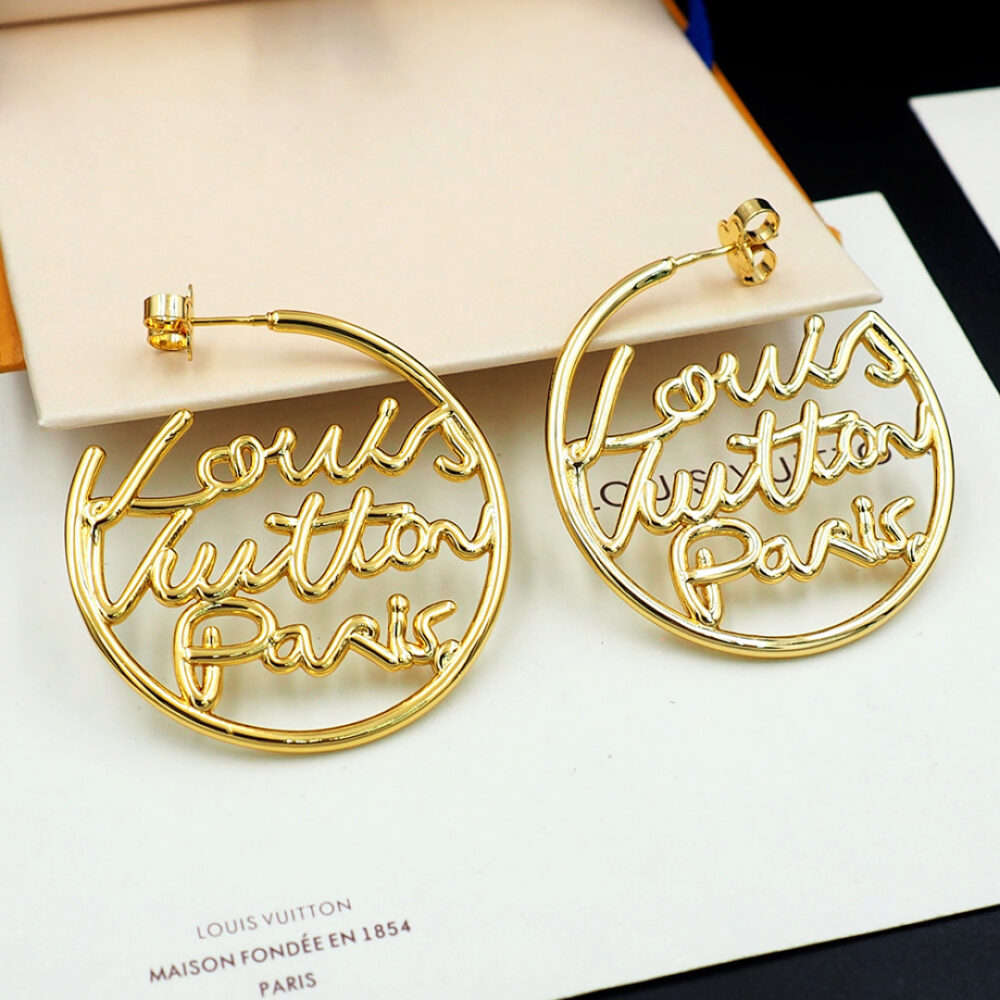 Alternative view of LOUIS VUITTON LV SCRIPT EARRINGS GOLD M03239