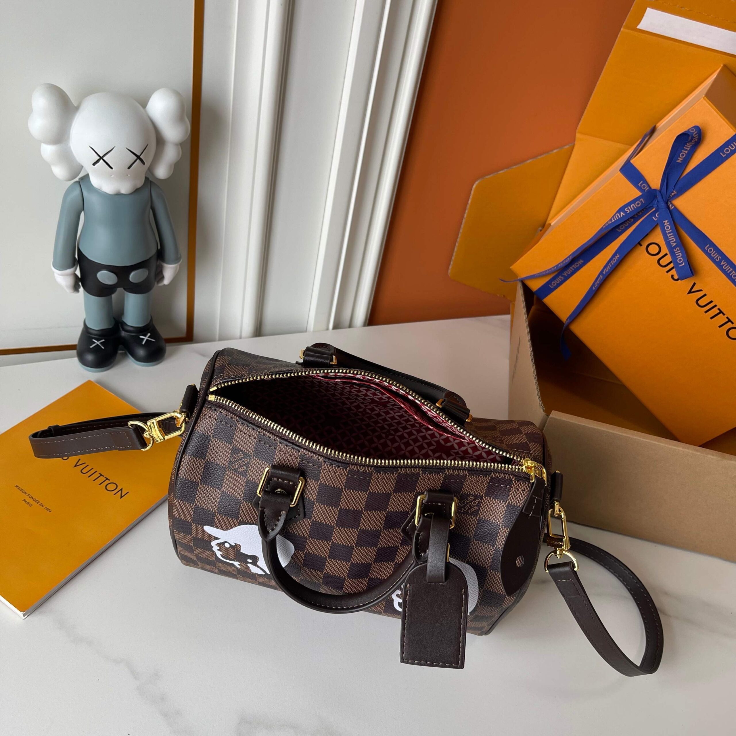 LOUIS VUITTON SPEEDY 25 BANDOULIÈRE DAMIER EBENE CANVAS BROWN 25CM N40772 - Image 9