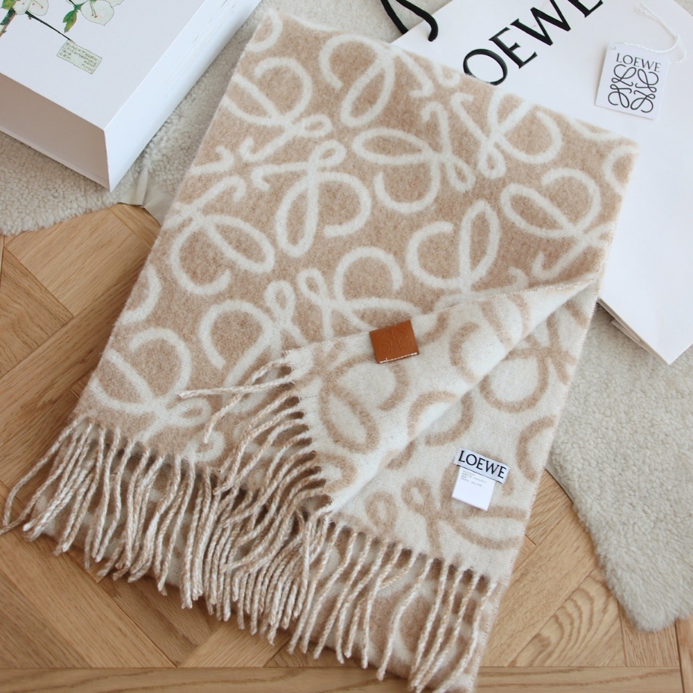 Alternative view of LOEWE ANAGRAM WOOL SCARF BEIGE