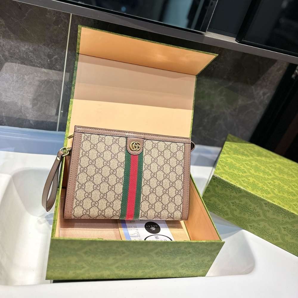 Alternative view of GUCCI OPHIDIA POUCH BEIGE GG SUPREME CANVAS 26CM 625549 96IWG 8745