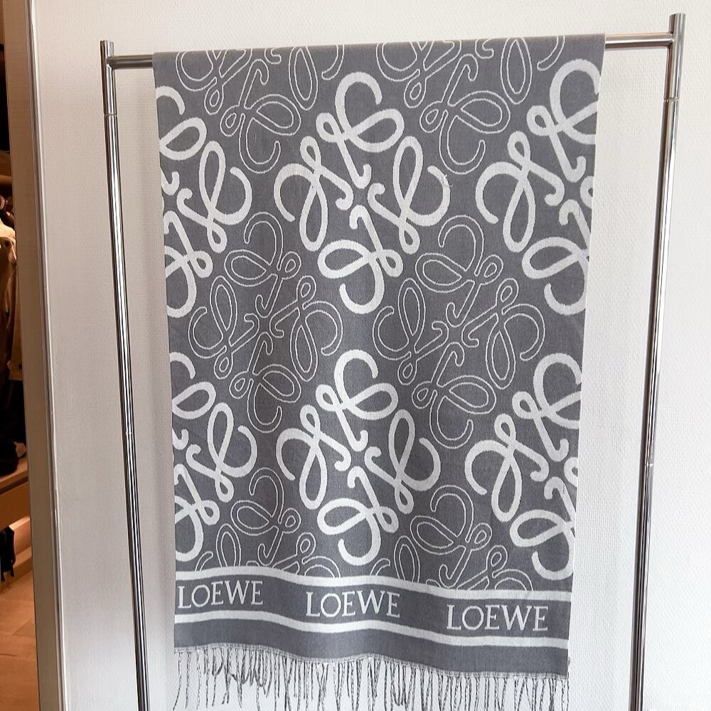 Alternative view of LOEWE ANAGRAM SCARF GREY 180CM