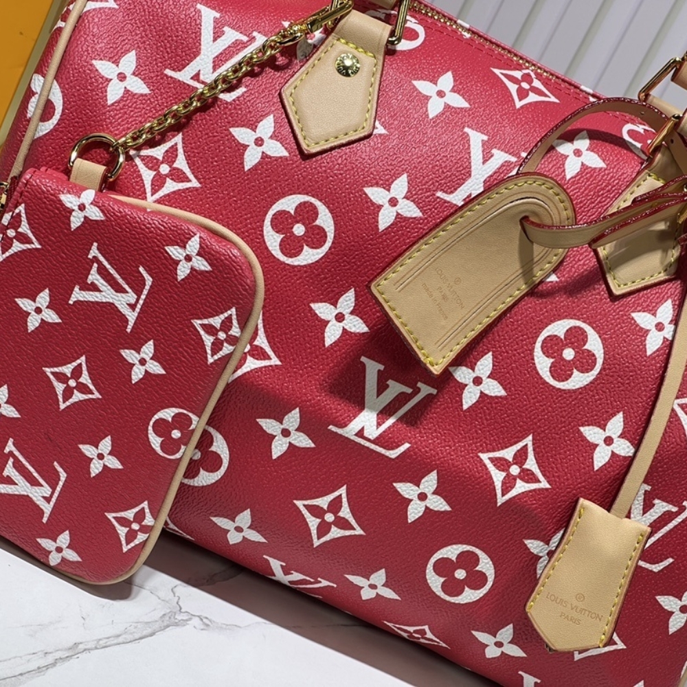 LOUIS VUITTON SPEEDY P9 BANDOULIÈRE 30 AUTRUCHE RED 30CM M14067 - Image 7