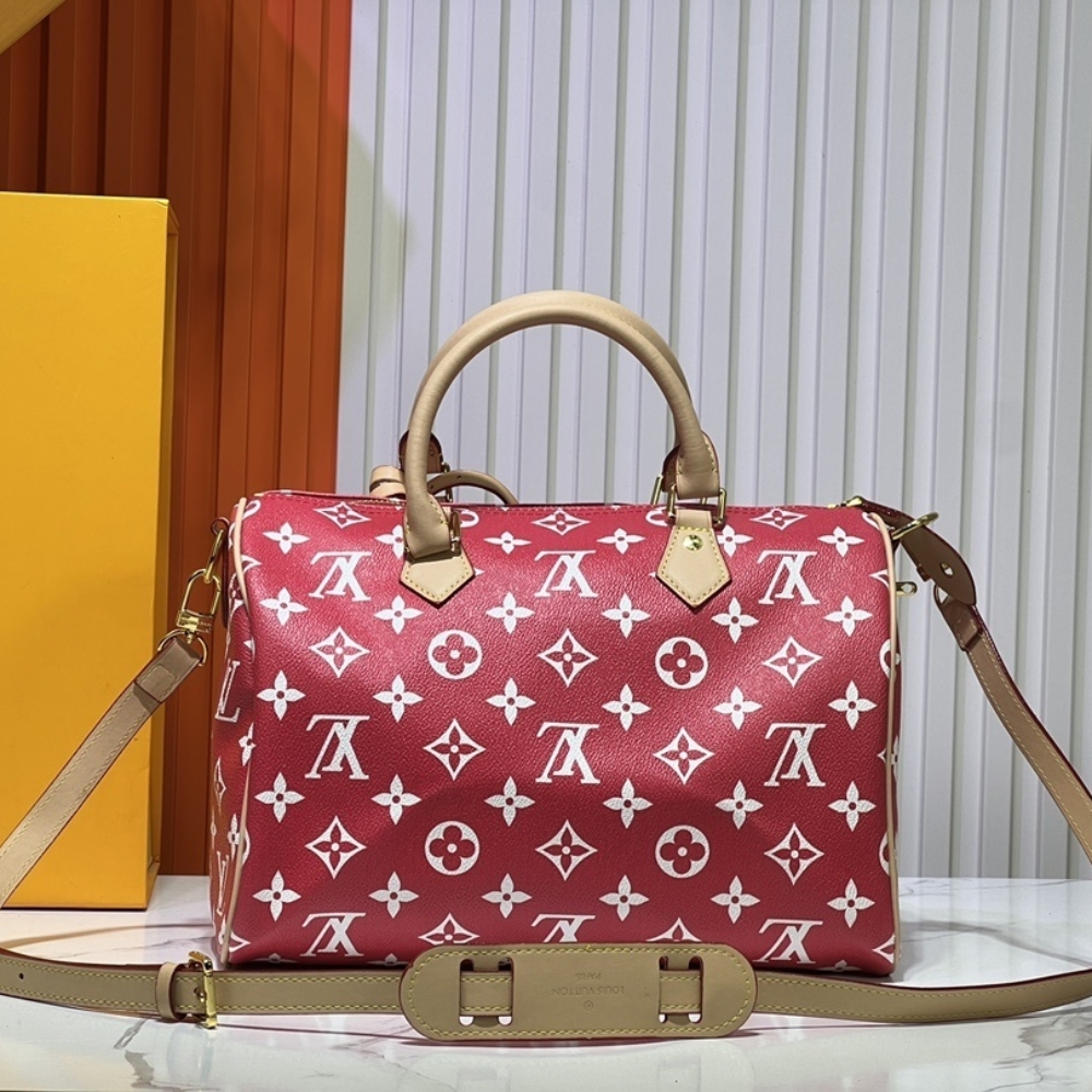 LOUIS VUITTON SPEEDY P9 BANDOULIÈRE 30 AUTRUCHE RED 30CM M14067 - Image 5