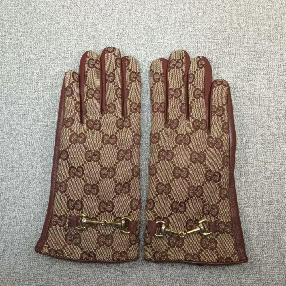 Alternative view of GUCCI HORSEBIT NAPPA LEATHER GLOVES MONOGRAM BEIGE BROWN