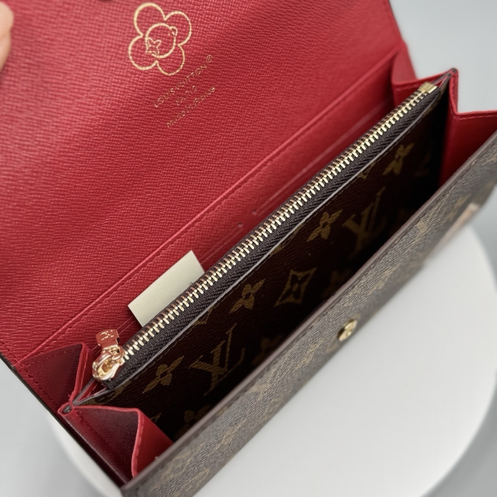 LOUIS VUITTON SARAH WALLET CANDY RED 19CM M12207 - Image 9