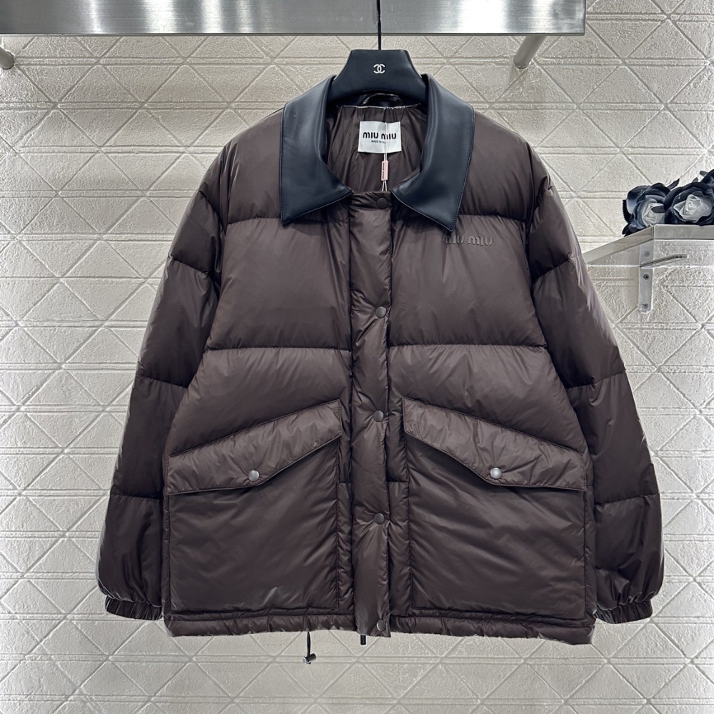 Alternative view of MIUMIU TECHNICAL PONGE CROPPED DOWN JACKET BROWN ML1107 15WX F0192 S OOO