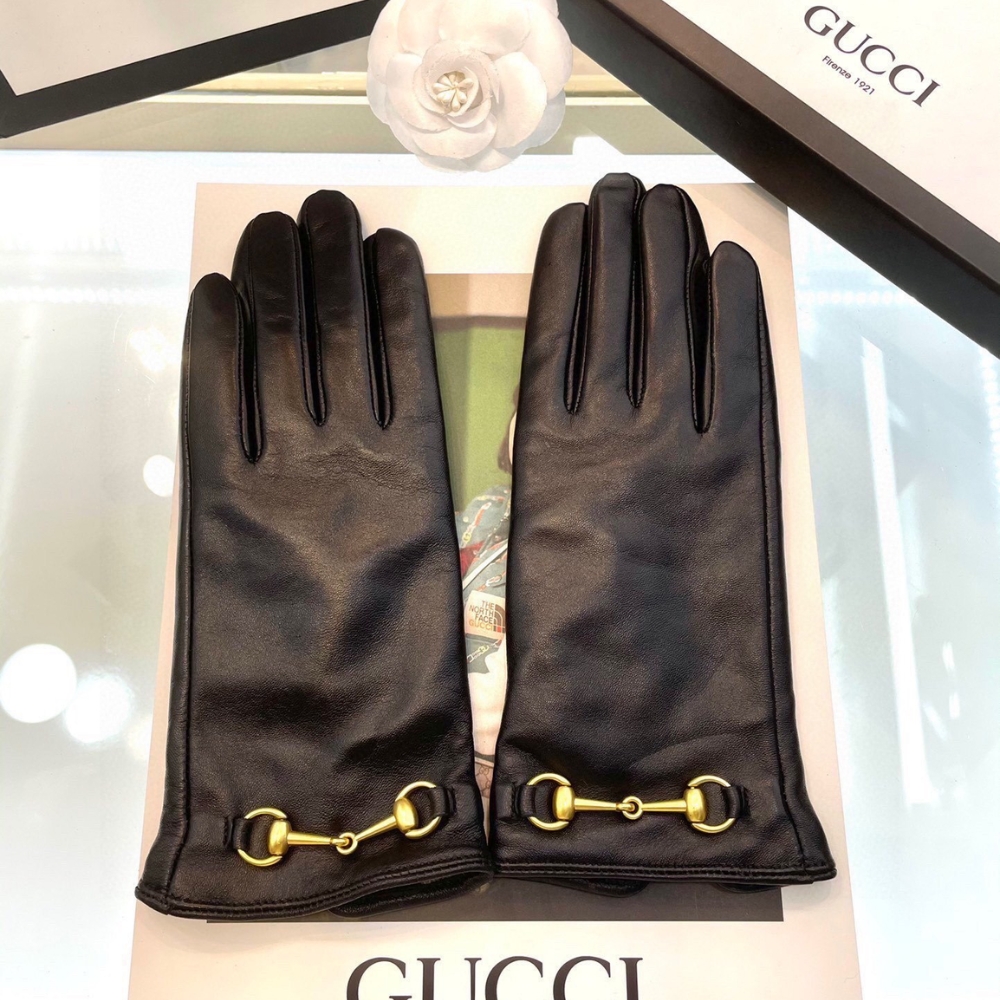 Alternative view of GUCCI LEATHER GLOVES WITH HORSEBIT BLACK LEATHER 787389 3SAI6 1000