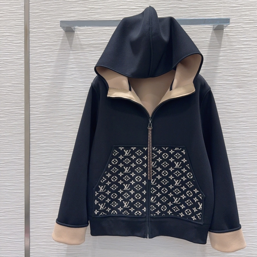 Alternative view of LOUIS VUITTON MONOGRAM ACCENT ZIP UP HOODIE BLACK 1AHZFA