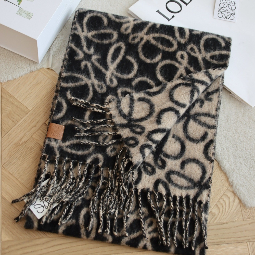 Alternative view of LOEWE ANAGRAM WOOL SCARF BLACK