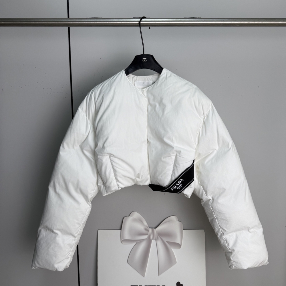 Alternative view of PRADA CROPPED COTTON DOWN JACKET WHITE 23AW SGC376