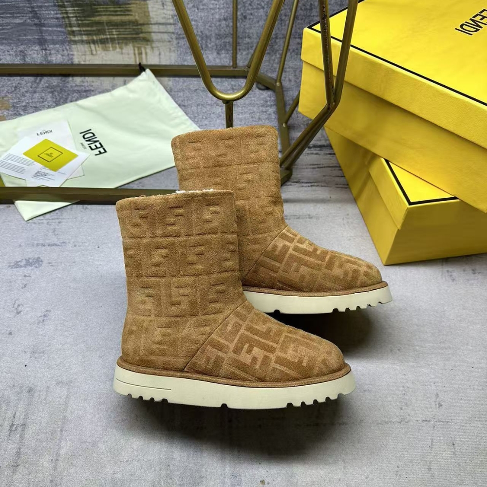 Alternative view of FENDI APRES CHIC BROWN FF CHAMOIS LOW BOOTS 8T8606ASA1F0C23