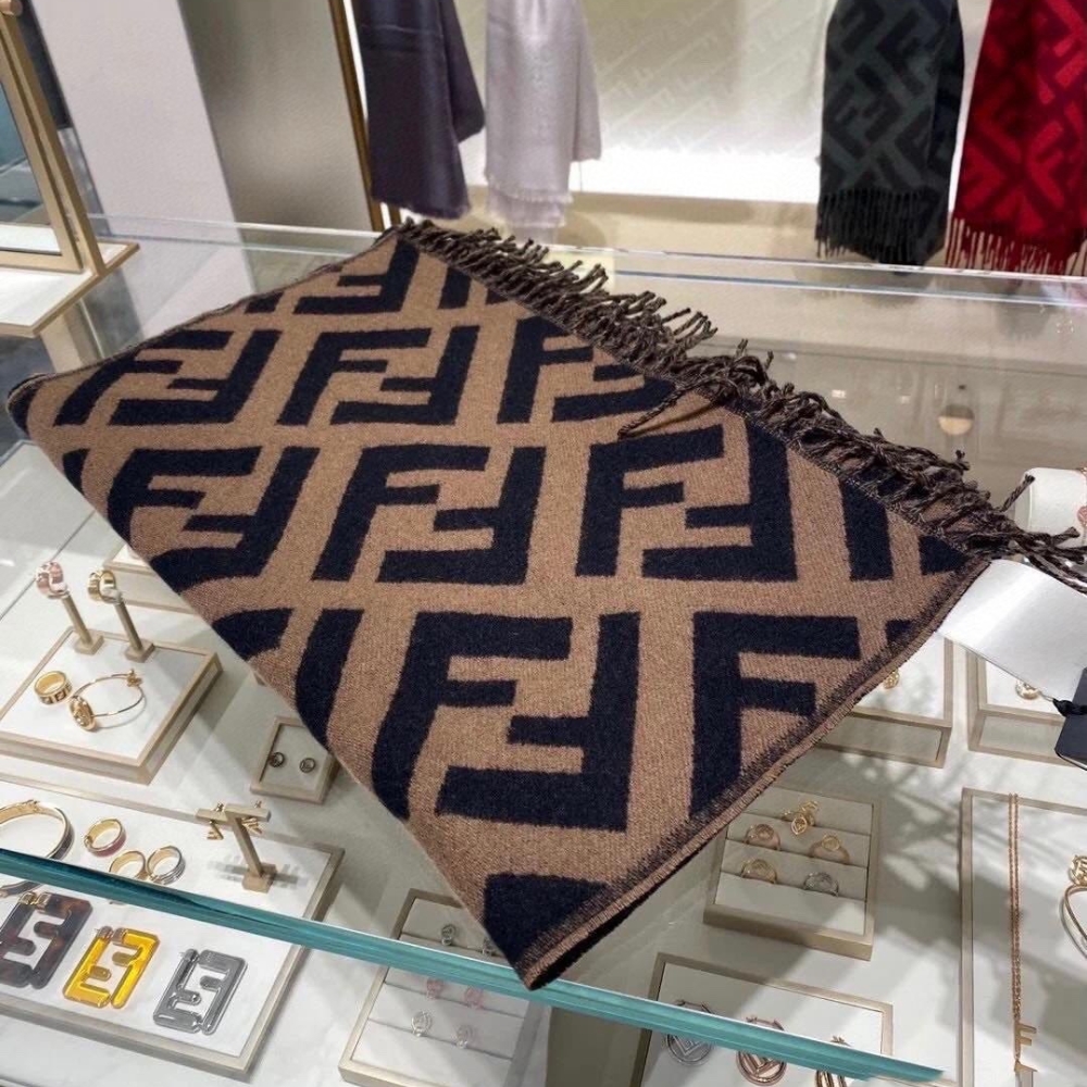 Alternative view of FENDI FF SCARF BROWN CASHMERE SCARF 180CM FXT260A8RSF0QE1