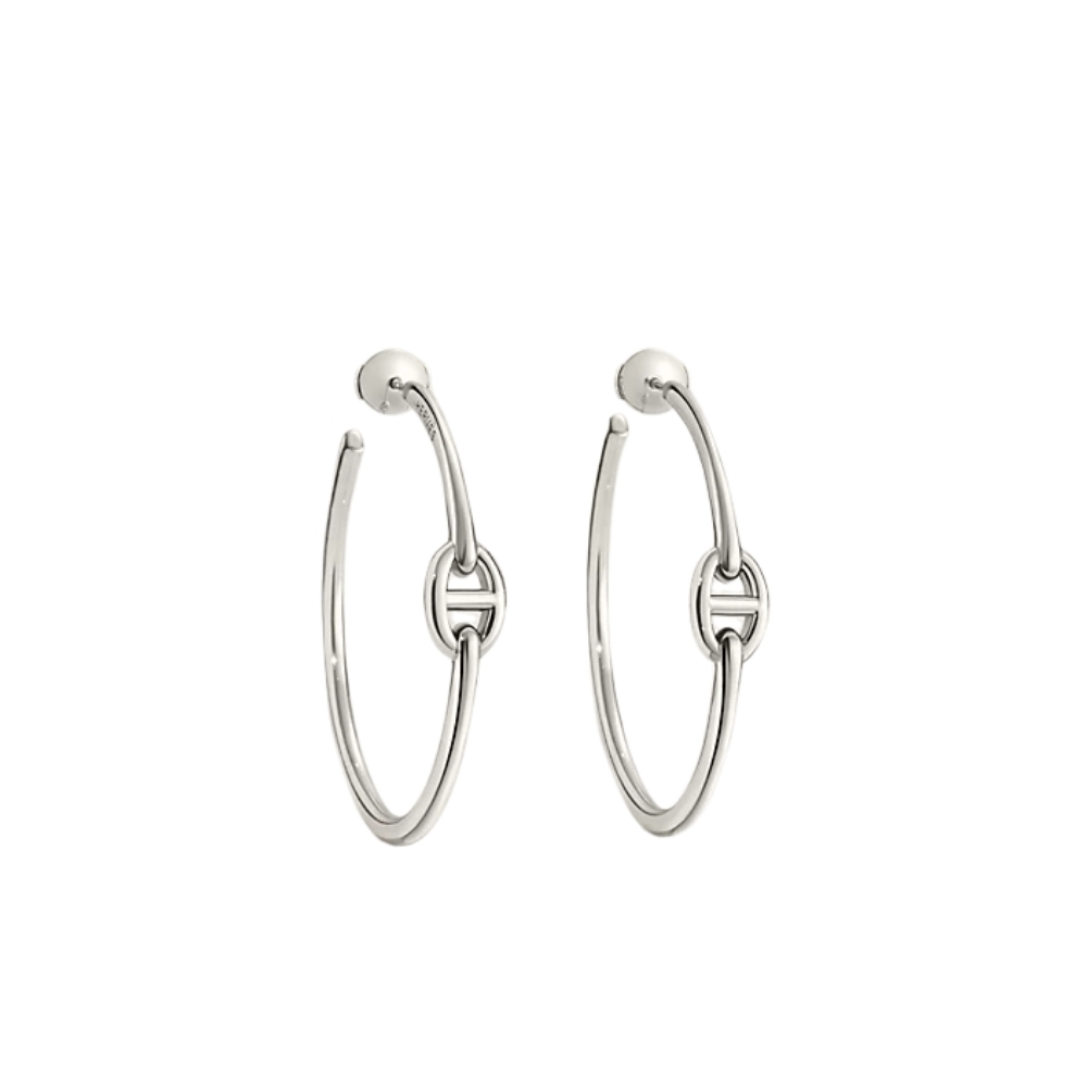 HERMES CHAINE D'ANCRE ENCHAINEE EARRINGS SILVER H109511B 00
